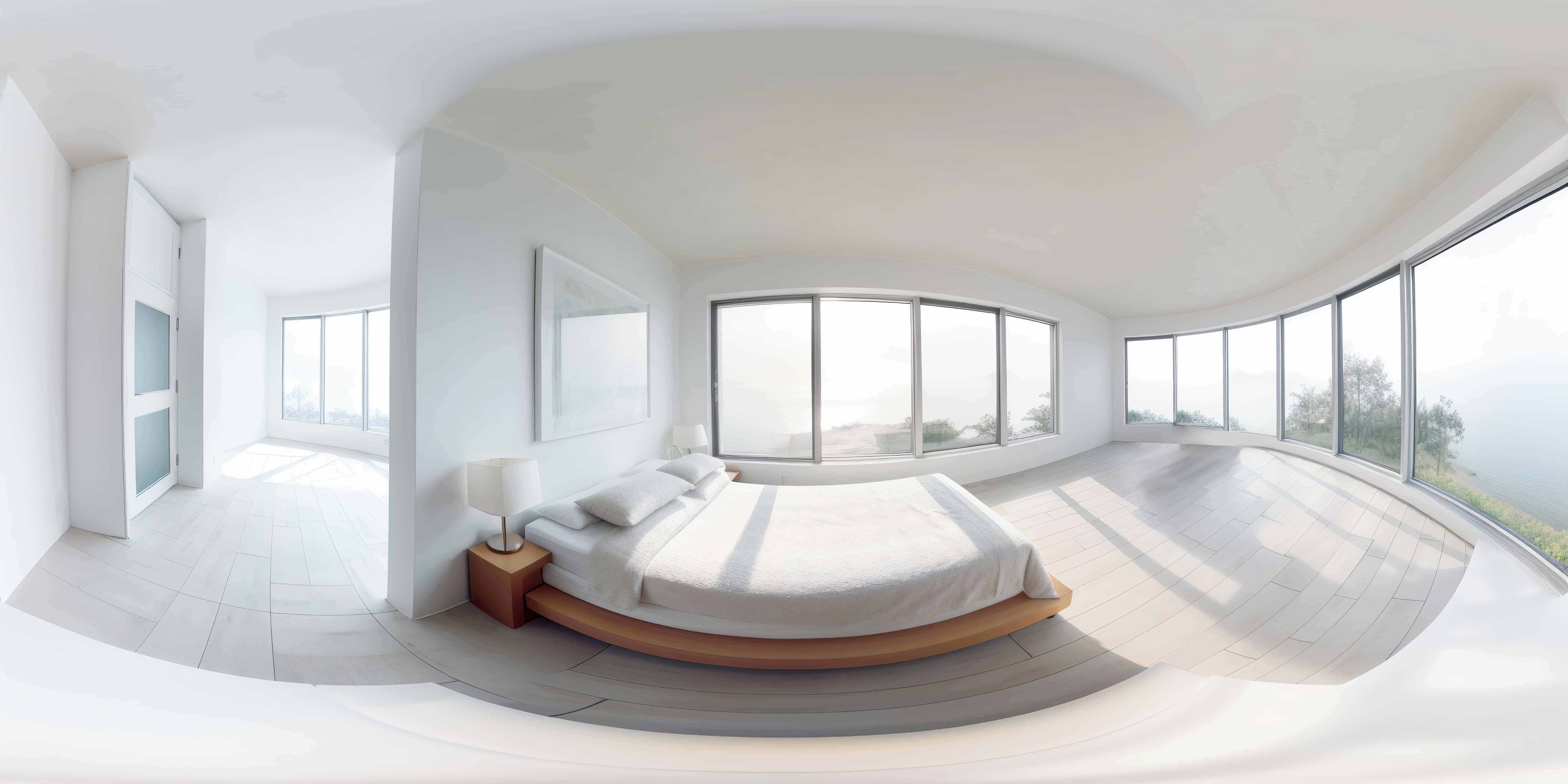 A bedroom illustration with 360 degree angle
